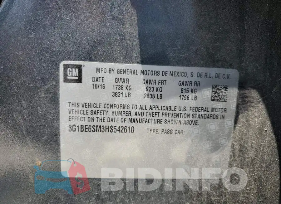 3G1BE6SM3HS542610 Photo# 13