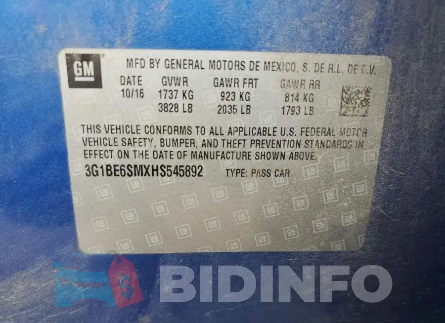 3G1BE6SMXHS545892 Photo# 12