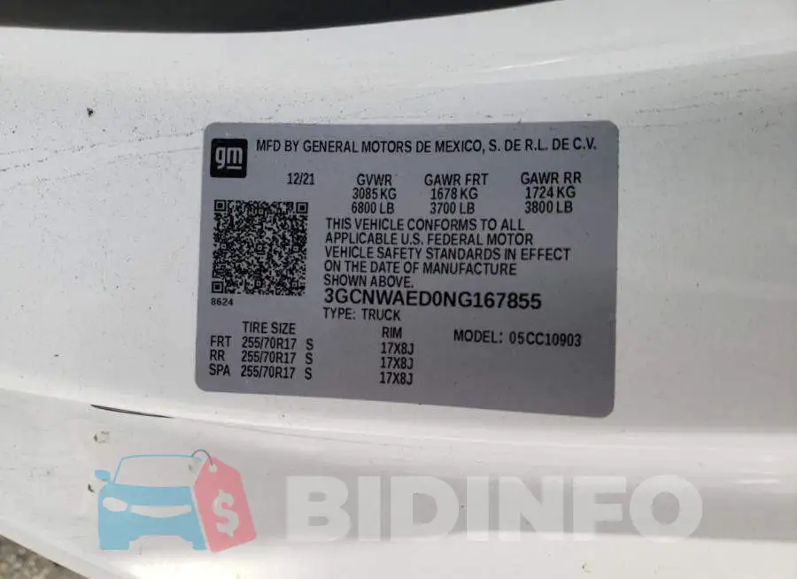 3GCNWAED0NG167855 Photo# 12