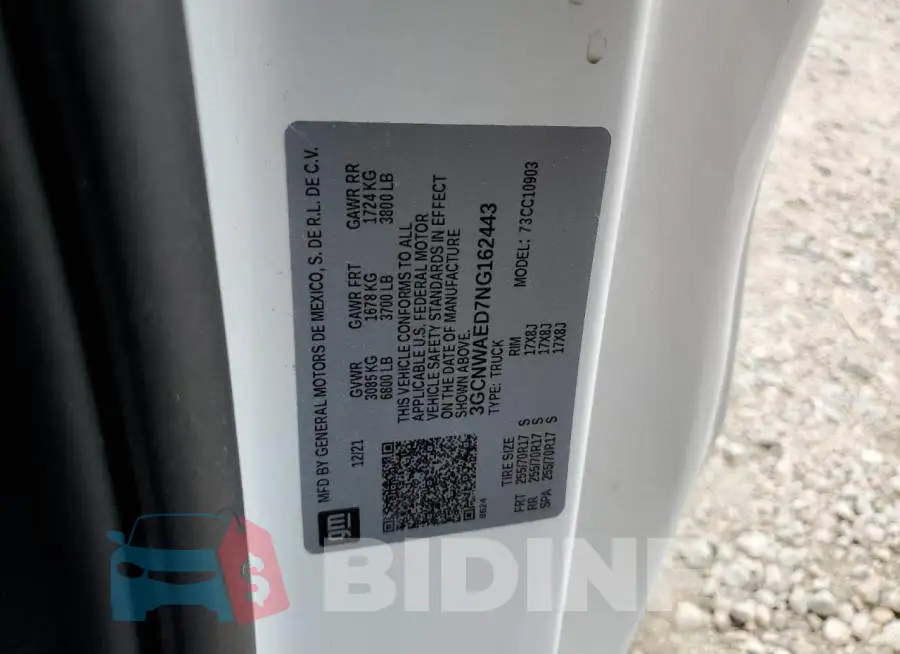 3GCNWAED7NG162443 Photo# 12