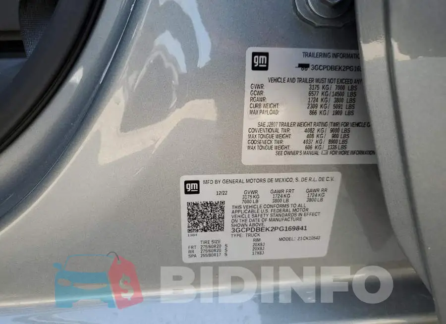 3GCPDBEK2PG169841 Photo# 12