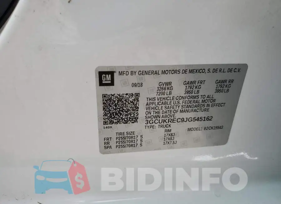 3GCUKREC9JG545162 Photo# 12