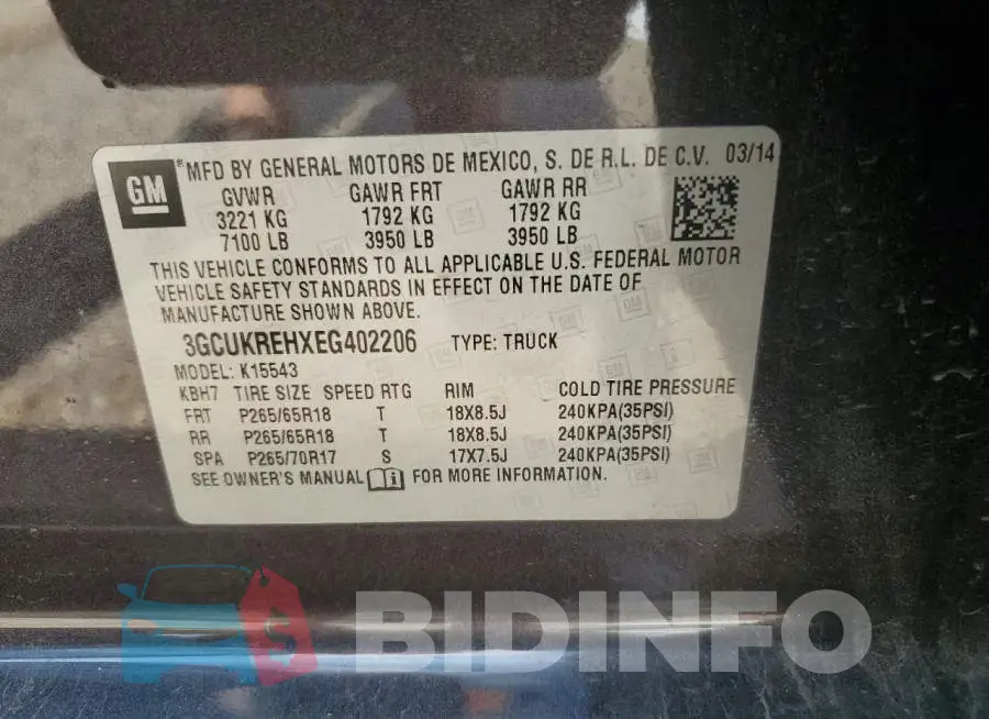 3GCUKREHXEG402206 Photo# 12