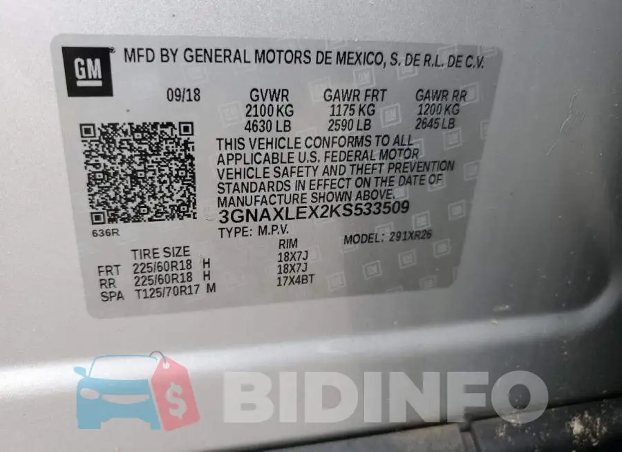 3GNAXLEX2KS533509 Photo# 13