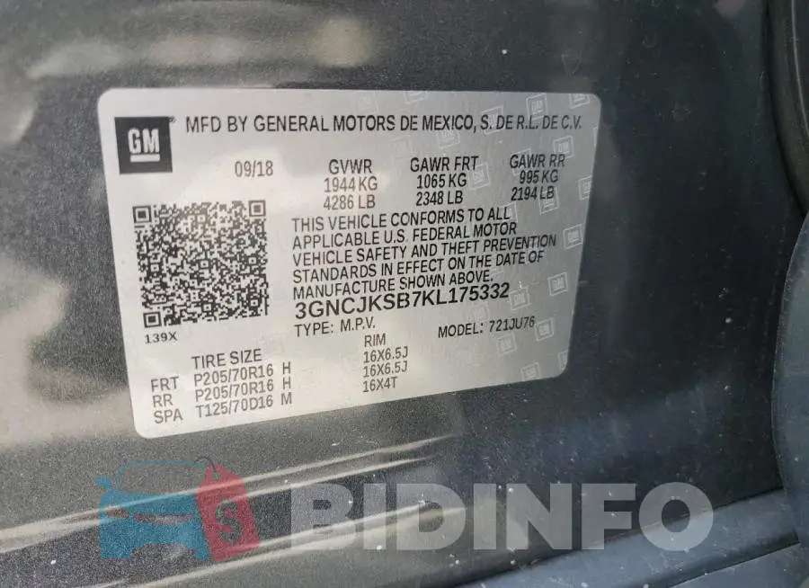 3GNCJKSB7KL175332 Photo# 12