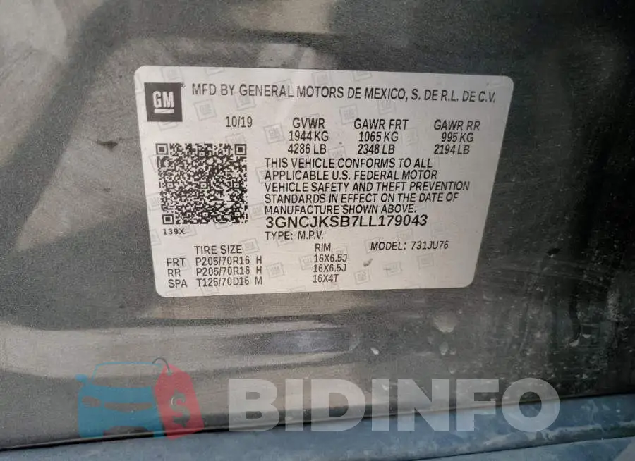 3GNCJKSB7LL179043 Photo# 13