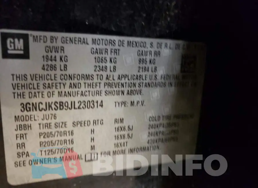 3GNCJKSB9JL230314 Photo# 12