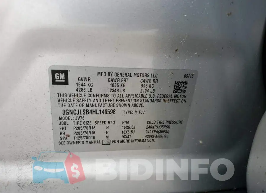 3GNCJLSB4HL140598 Photo# 13