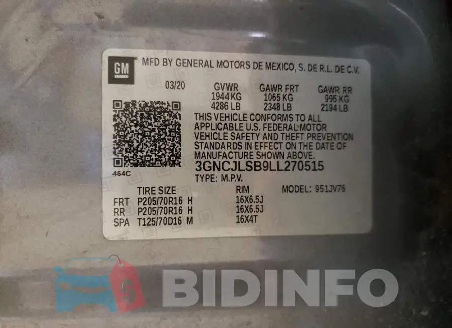 3GNCJLSB9LL270515 Photo# 13
