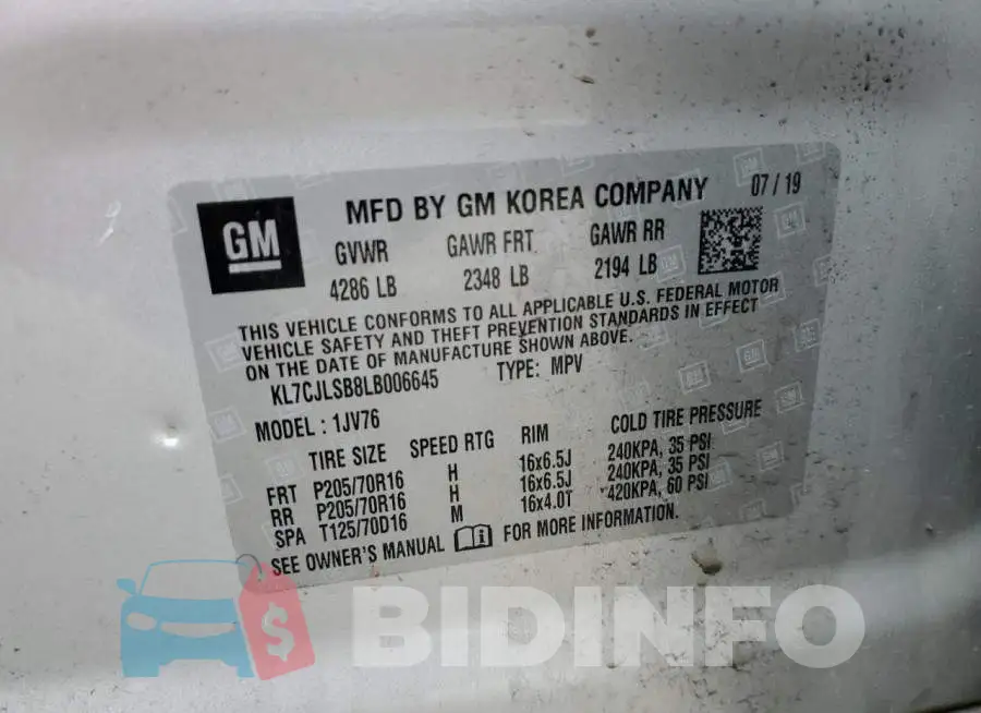 KL7CJLSB8LB006645 Photo# 12