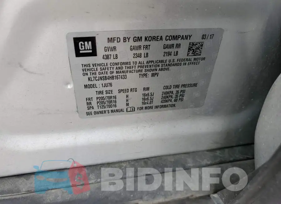 KL7CJNSB4HB167433 Photo# 13