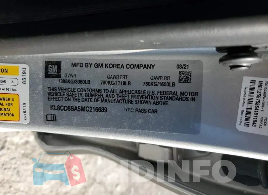 KL8CD6SA5MC216689 Photo# 12