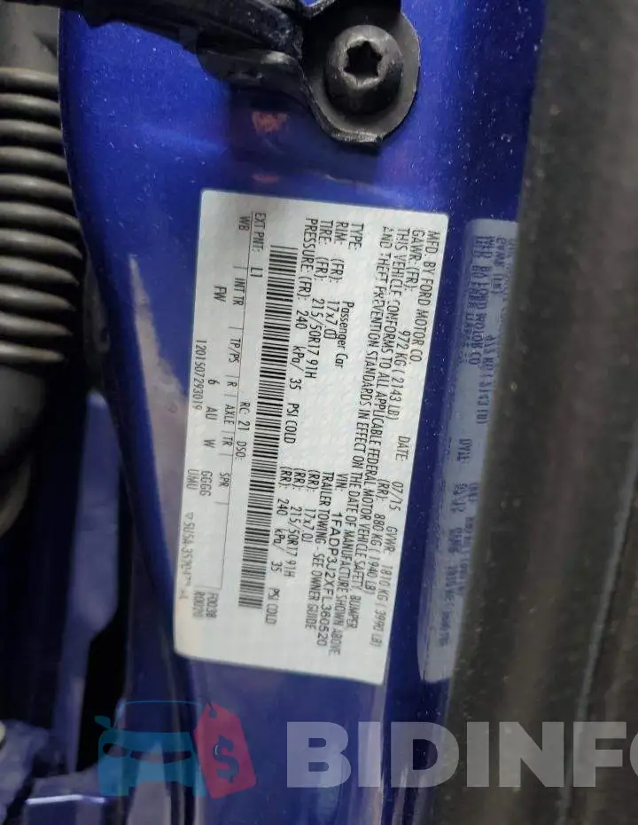 1FADP3J2XFL360520 Photo# 12