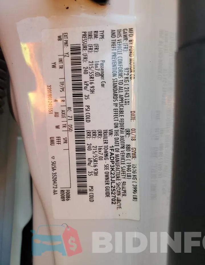 1FADP3K23JL252702 Photo# 12