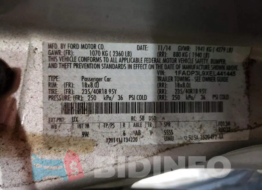 1FADP3L9XEL441445 Photo# 13