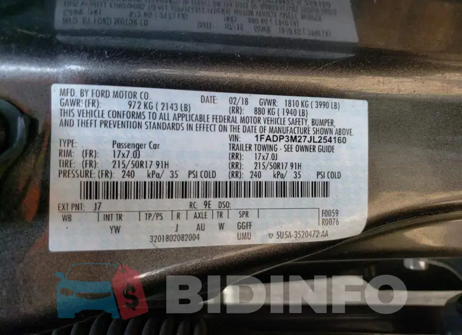 1FADP3M27JL254160 Photo# 12