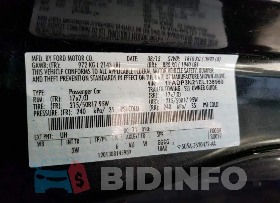 1FADP3N21EL138960 Photo# 13