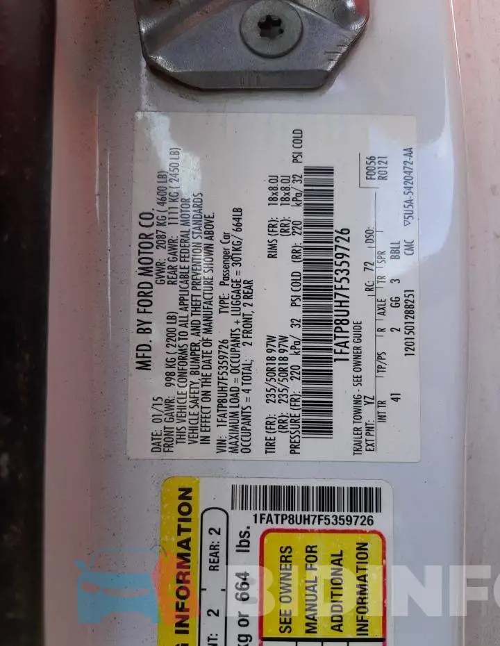 1FATP8UH7F5359726 Photo# 13