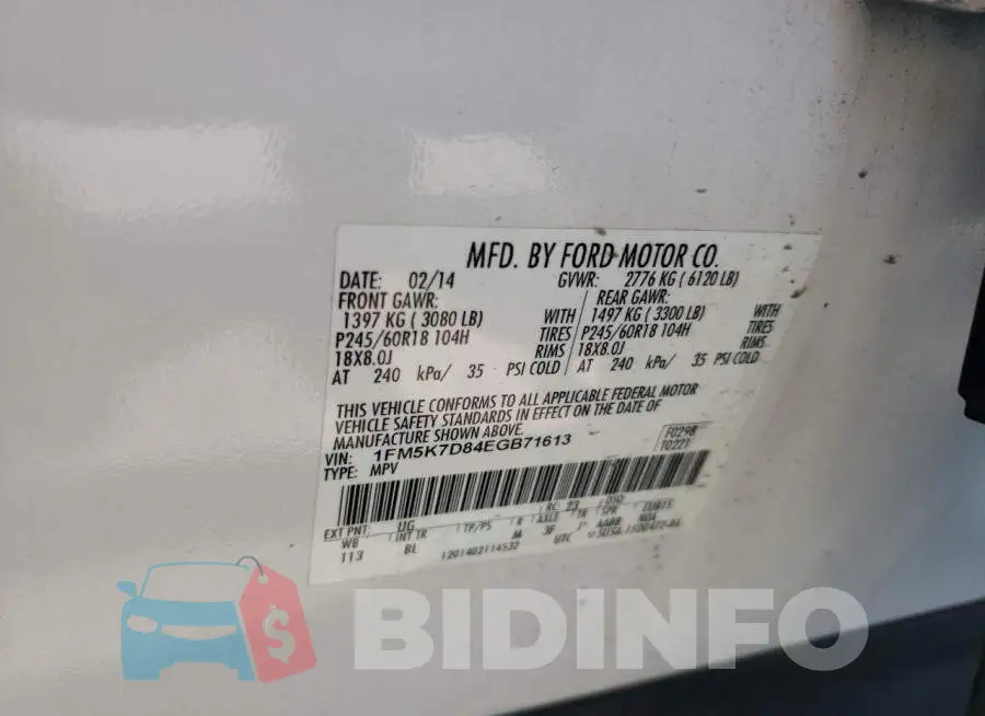 1FM5K7D84EGB71613 Photo# 13
