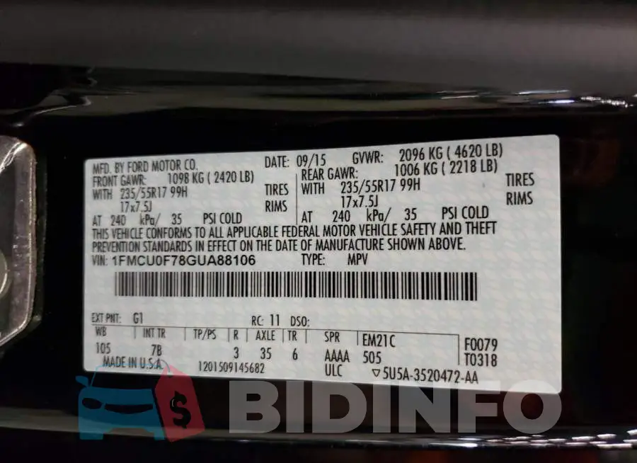 1FMCU0F78GUA88106 Photo# 14
