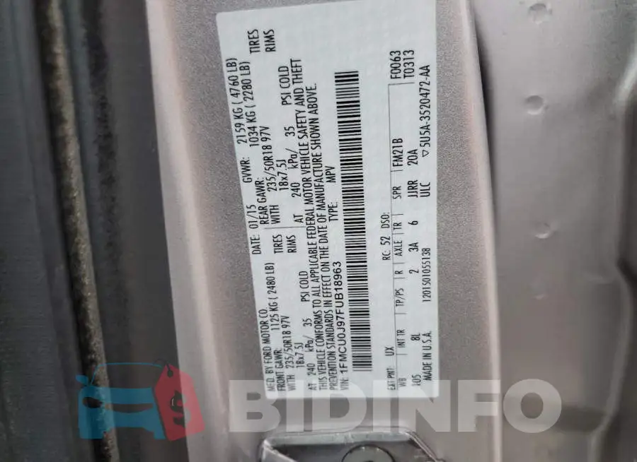 1FMCU0J97FUB18963 Photo# 13