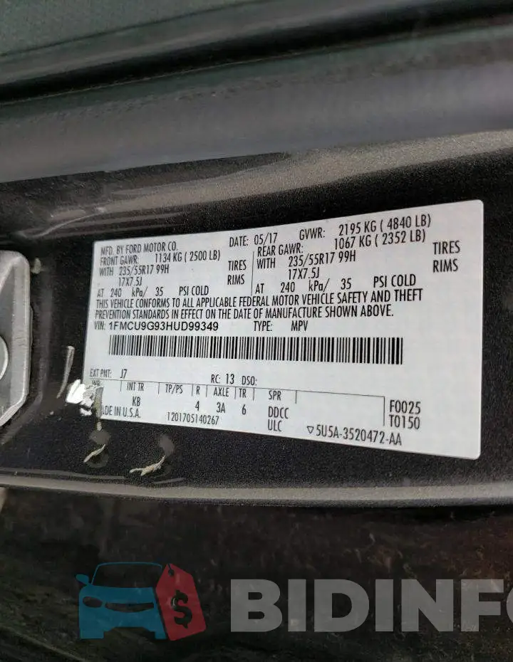 1FMCU9G93HUD99349 Photo# 12