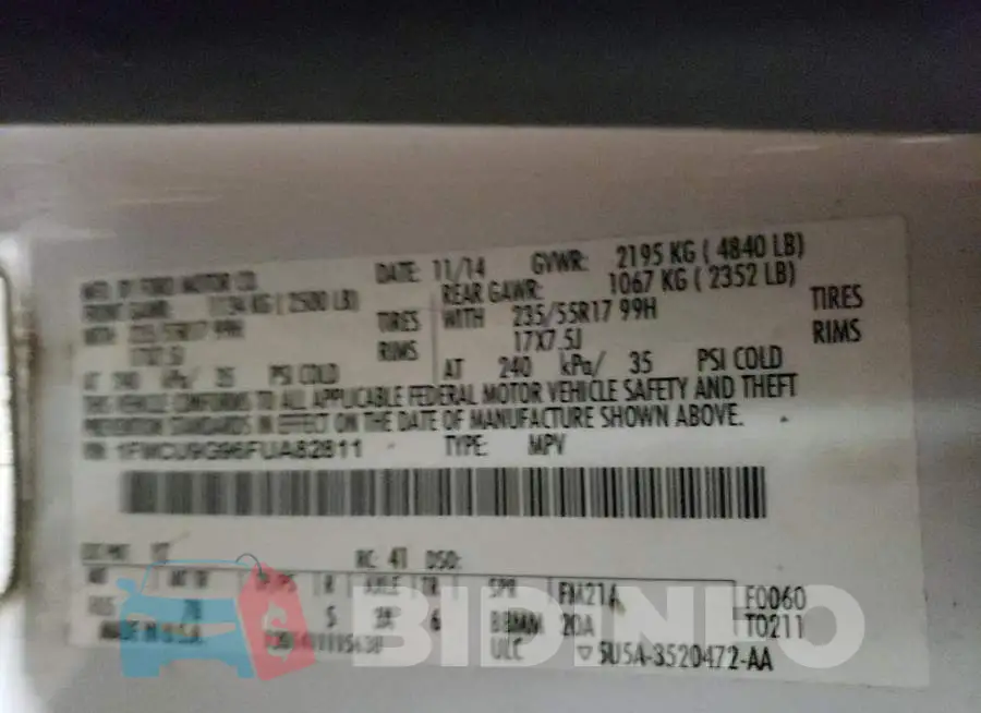 1FMCU9G96FUA82811 Photo# 13