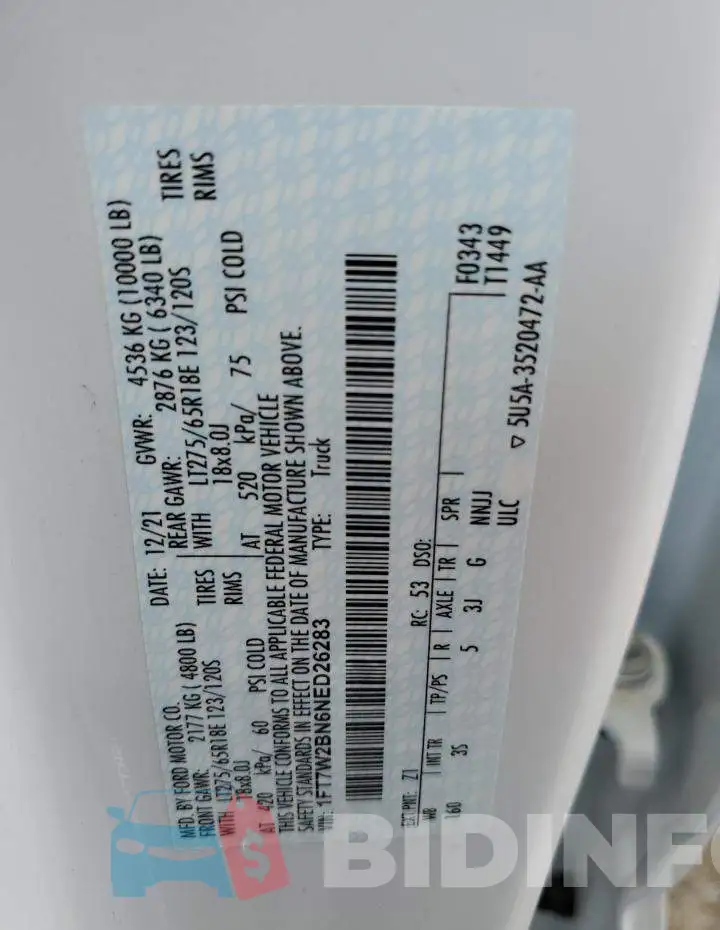 1FT7W2BN6NED26283 Photo# 13