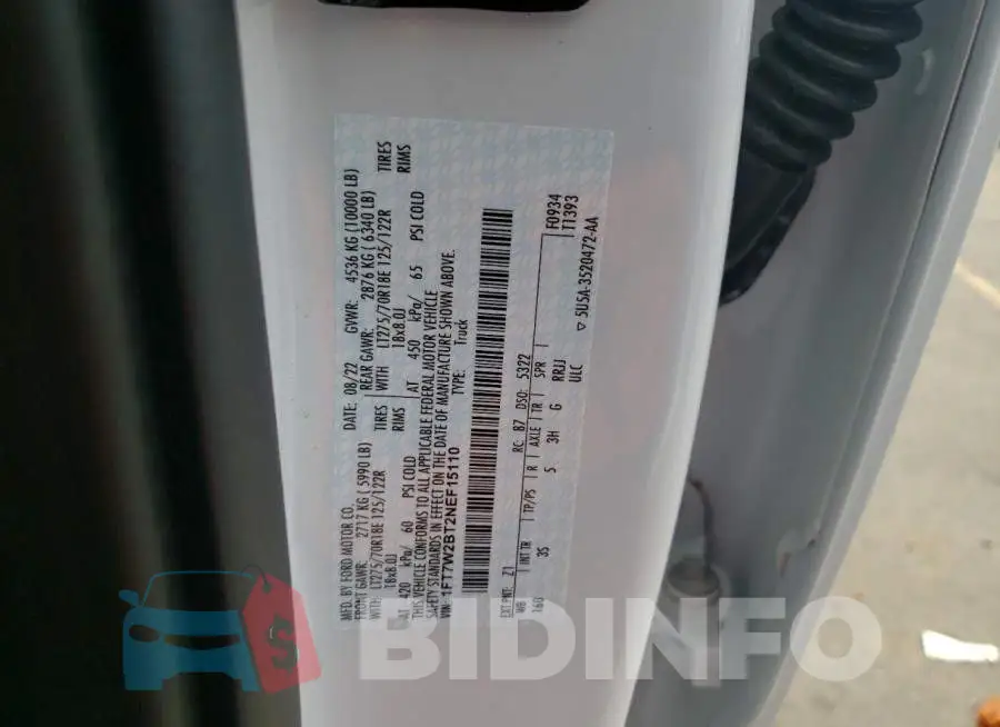 1FT7W2BT2NEF15110 Photo# 12