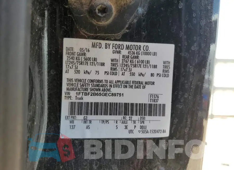 1FTBF2B65GEC89751 Photo# 12