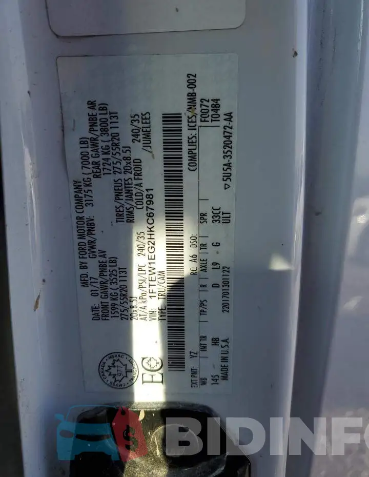 1FTEW1EG2HKC67981 Photo# 12