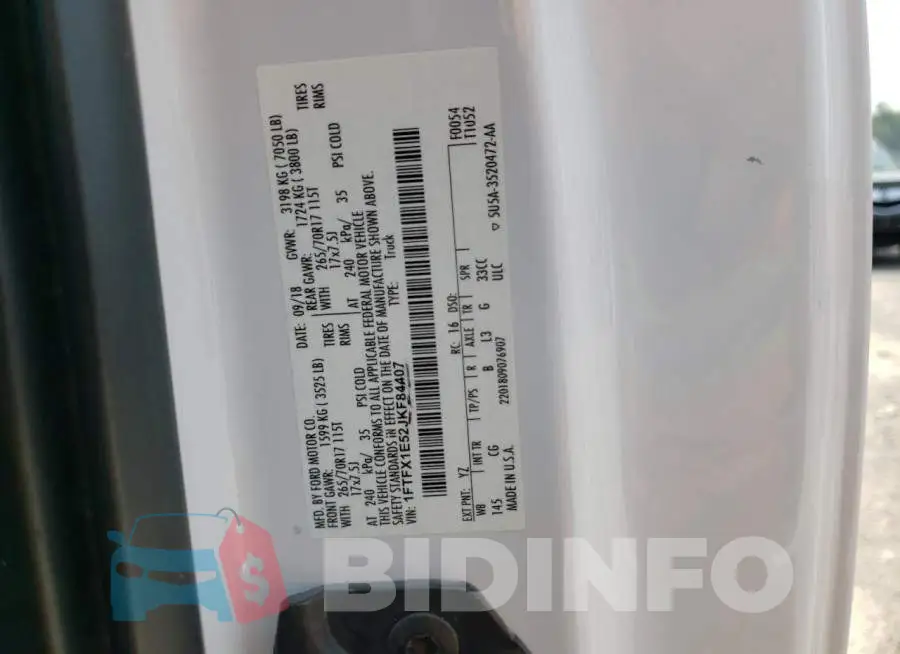 1FTFX1E52JKF84407 Photo# 12