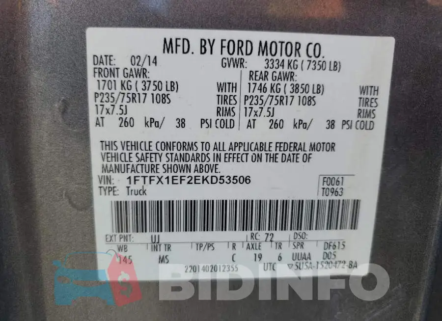 1FTFX1EF2EKD53506 Photo# 12