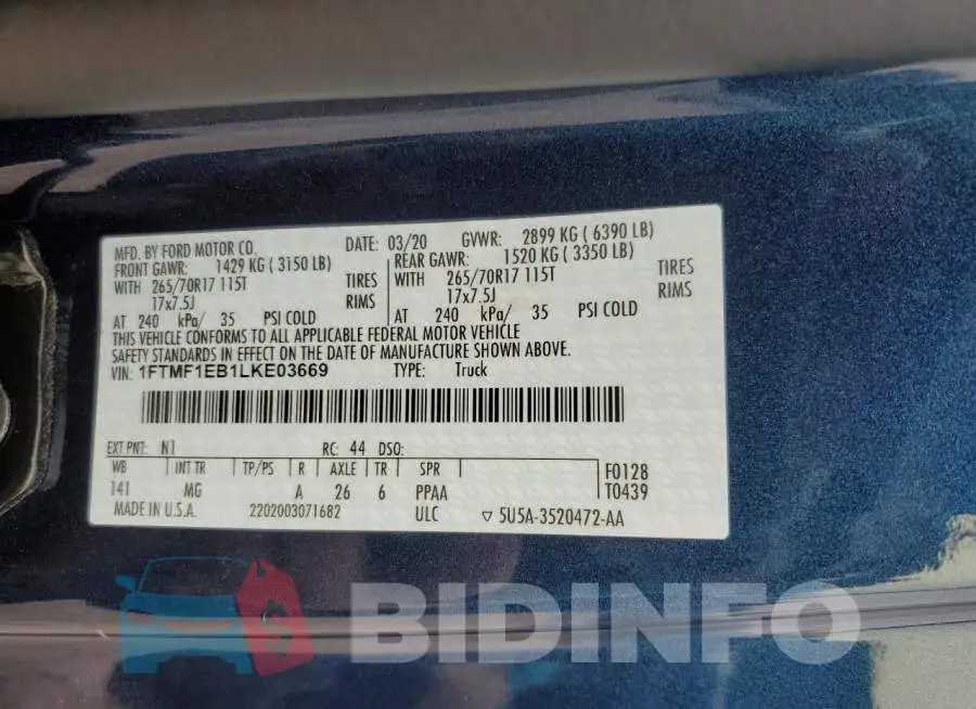 1FTMF1EB1LKE03669 Photo# 12