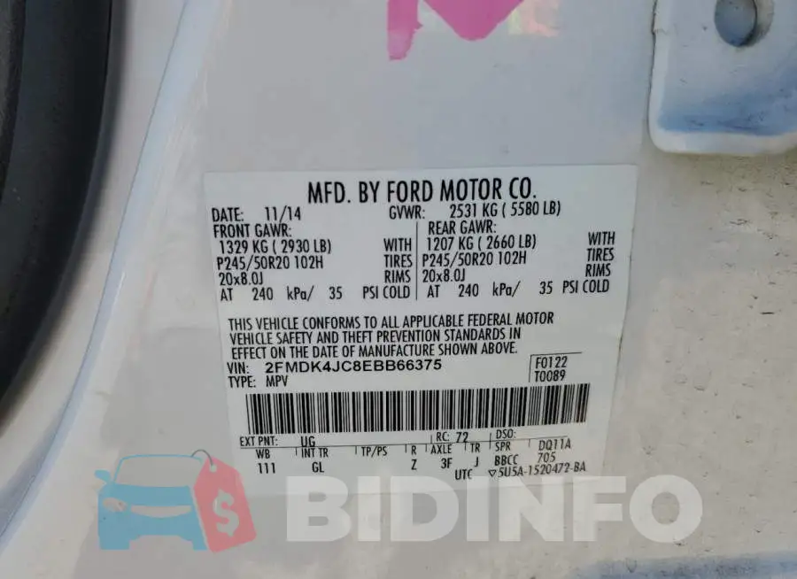 2FMDK4JC8EBB66375 Photo# 14