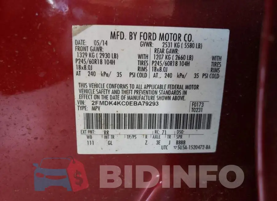 2FMDK4KC0EBA79293 Photo# 12