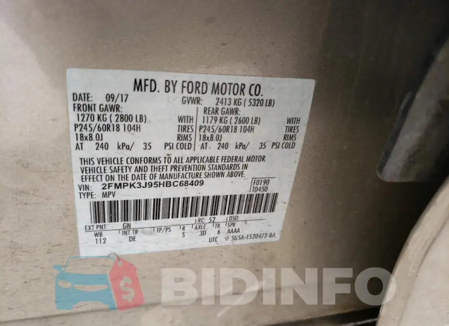 2FMPK3J95HBC68409 Photo# 13