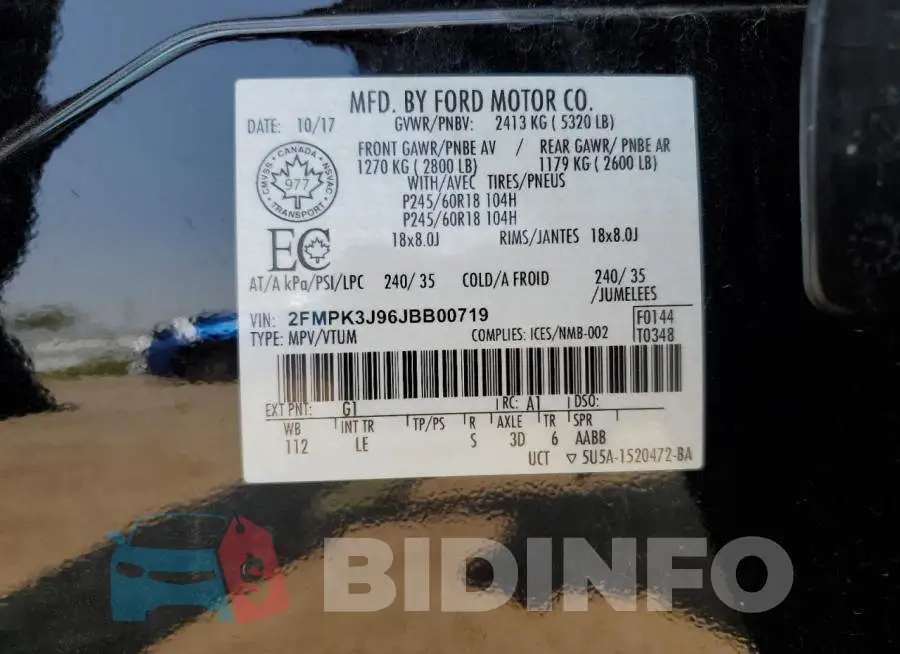 2FMPK3J96JBB00719 Photo# 13