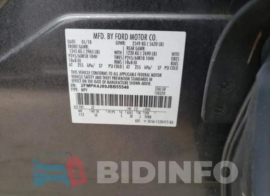 2FMPK4J89JBB55548 Photo# 13