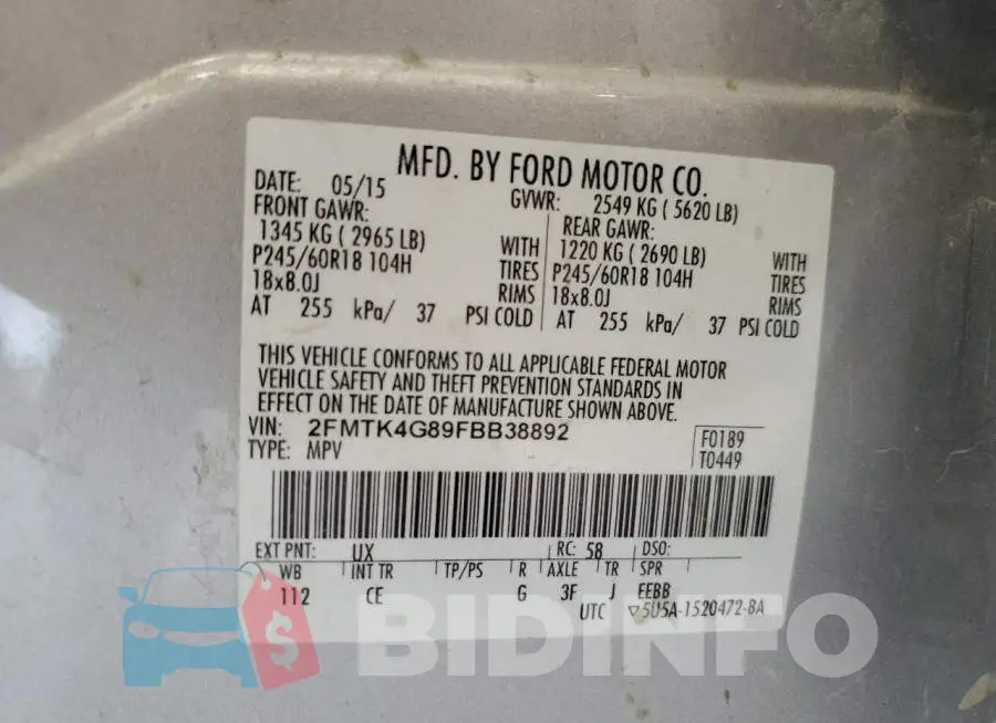 2FMTK4G89FBB38892 Photo# 13