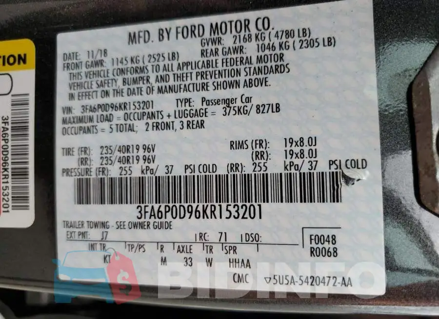 3FA6P0D96KR153201 Photo# 12