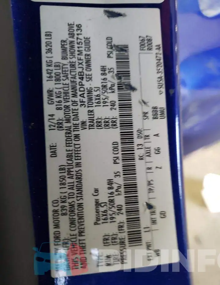 3FADP4BJXFM157136 Photo# 12