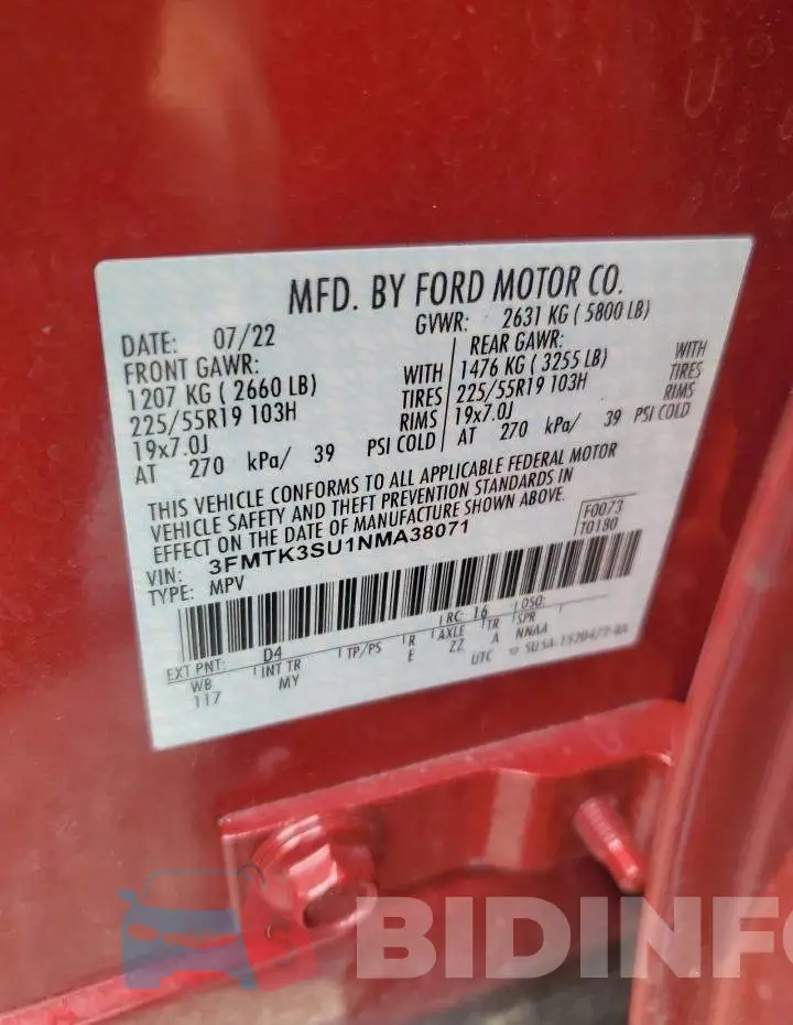 3FMTK3SU1NMA38071 Photo# 13