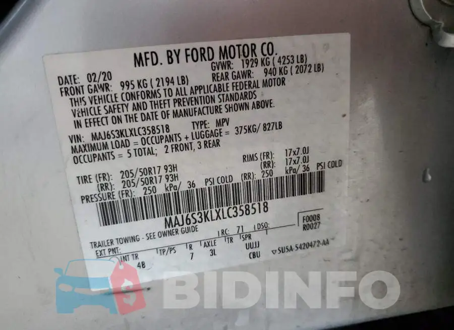 MAJ6S3KLXLC358518 Photo# 13