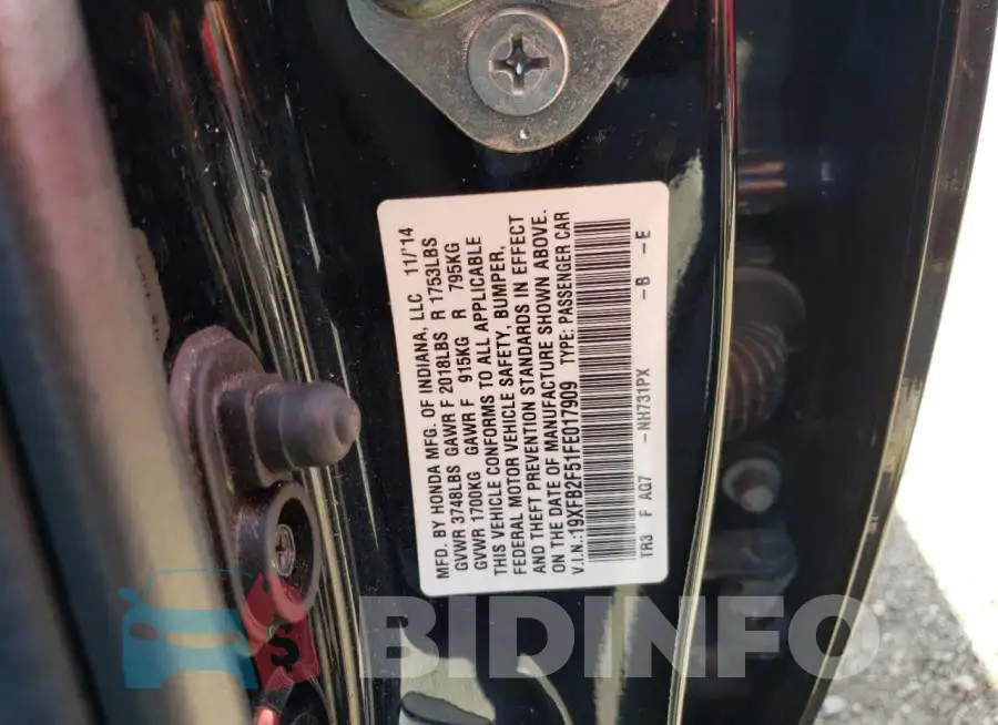 19XFB2F51FE017909 Photo# 13
