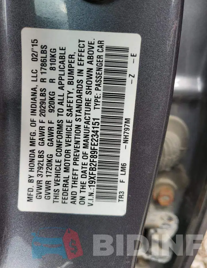 19XFB2F89FE234151 Photo# 12