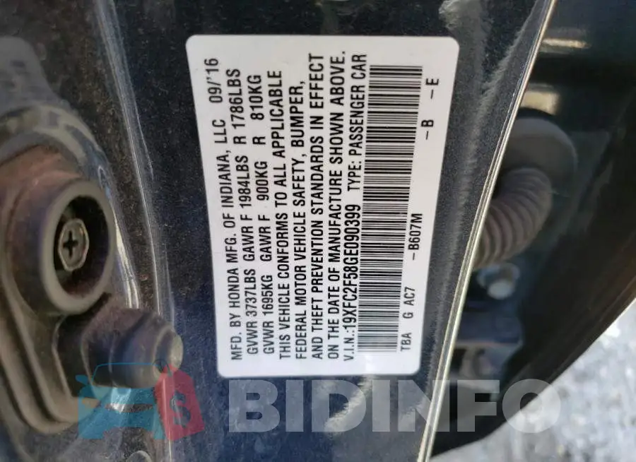 19XFC2F58GE090399 Photo# 12