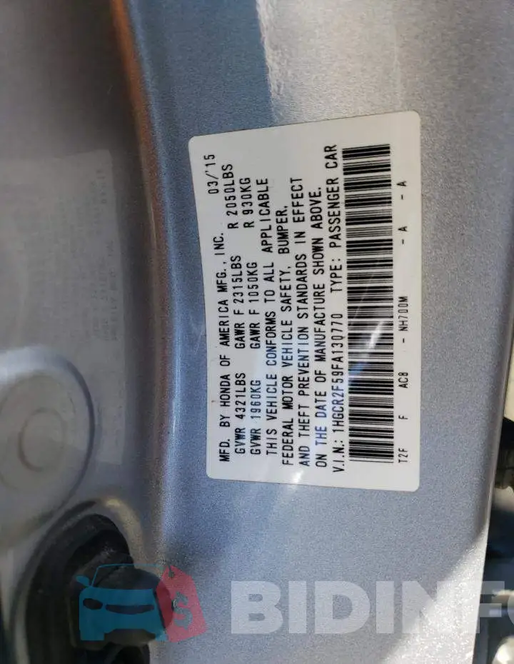 1HGCR2F59FA130770 Photo# 13