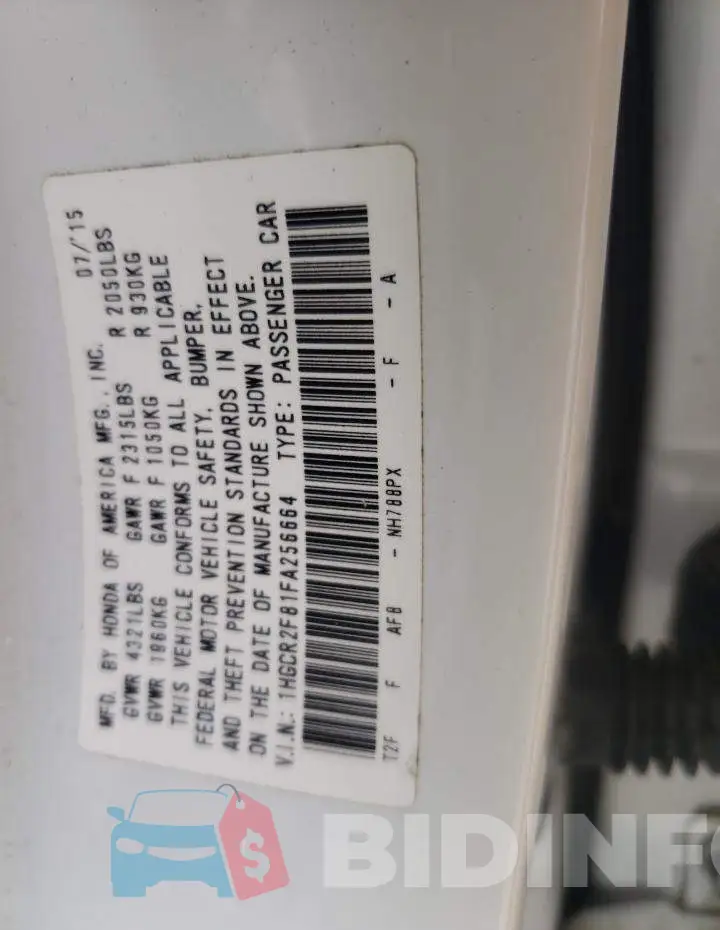 1HGCR2F81FA256664 Photo# 12
