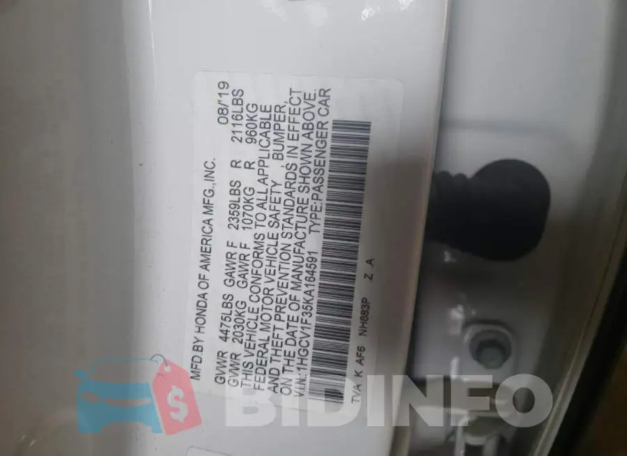 1HGCV1F35KA164591 Photo# 13